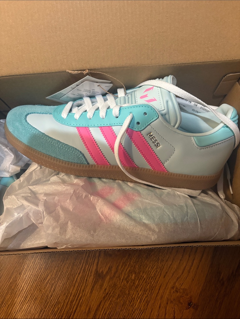 Light Blue & Pink 'Messi' Sneakers